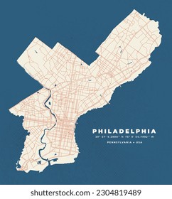 Philadelphia map vector poster flyer