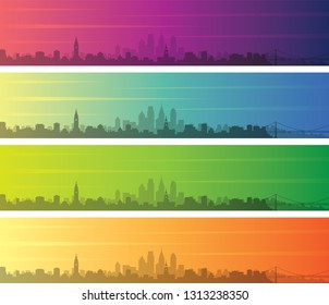 Philadelphia Multiple Color Gradient Skyline Banner