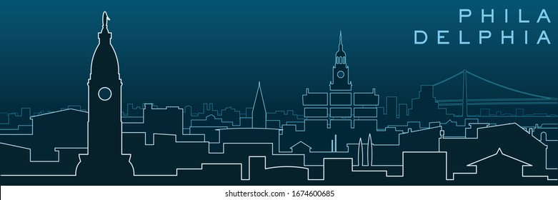 Philadelphia Multiple Lines Skyline and Landmarks