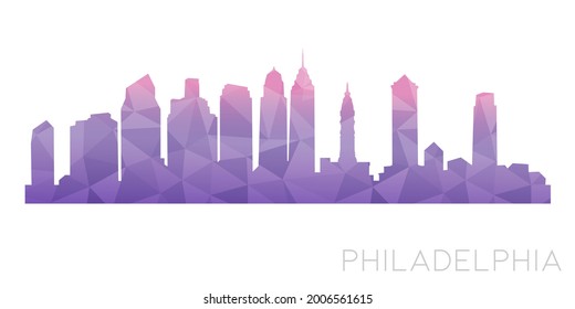 Philadelphia, PA, USA Low Poly Skyline Clip Art City Design. Geometric Polygon Graphic Horizon Icon. Vector Illustration Symbol.