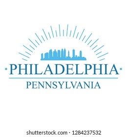 Philadelphia Pennsylvania. Banner Design. City Skyline. Silhouette Vector. Famous Monuments.
