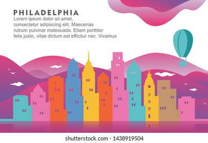 Philadelphia Pennsylvania City Building Cityscape Skyline Dynamic Background Illustration