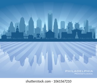 Philadelphia Pennsylvania city skyline vector silhouette illustration