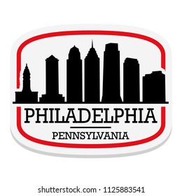 Philadelphia Pennsylvania Label Stamp Icon Skyline City Design Tourism logo.