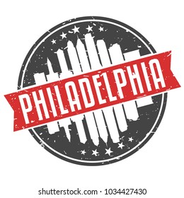 Philadelphia Pennsylvania Round. Travel Stamp Icon Skyline City Design Vector. Seal Badge Vector illustration.