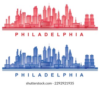 Philadelphia, Skyline von Pennsylvania. Detaillierte Vektorsilhouette