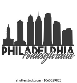 Philadelphia Pennsylvania Skyline Souvenir Travel Vector Art Design Tourism