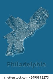 Philadelphia, Pennsylvania, USA Artistic Blueprint Map