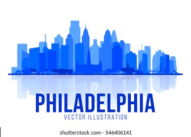 Philadelphia ( Pennsylvania USA ) skyline with panorama in white background. Vector Illustration. Business travel and tourism concept with modern buildings. Image for presentation, banner, web site.