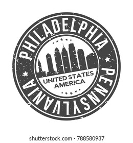 Philadelphia Pennsylvania USA Stamp. Logo Icon Symbol Design Skyline City.