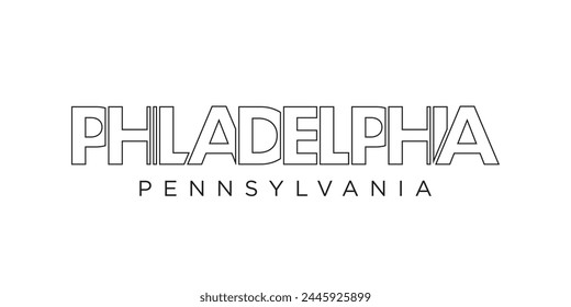 Philadelphia, Pennsylvania, USA typography slogan design. America logo with graphic city lettering for print and web.