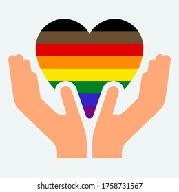 Philadelphia pride flag, in heart shape icon on white background, vector illustration