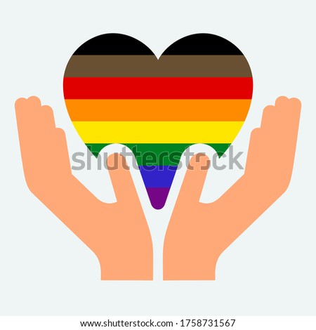 Philadelphia pride flag, in heart shape icon on white background, vector illustration