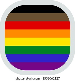 Philadelphia pride flag, rounded square shape icon on white background, vector illustration