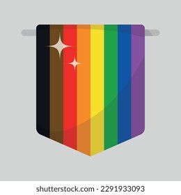 Ilustración vectorial de la Bandera del Orgullo Filadelfia. Icono colorido de la bandera a rayas. Ilustración del mes del orgullo. Ilustración de material vectorial