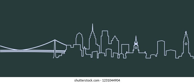 Philadelphia Single Line Skyline