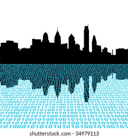 Skyline Filadelfia con ilustración de perspectiva binaria