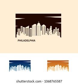 Philadelphia Skyline City Logo Vector