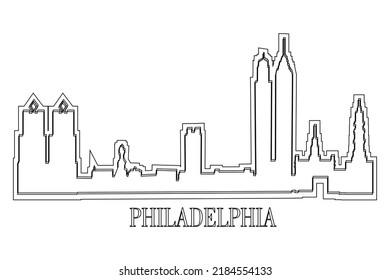 Philadelphia skyline drawing. Vector illustration of landmarks and city for printing or travel advertising concept.  