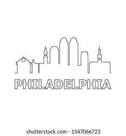 Philadelphia Skyline Landmarks Silhouette Black Vector Stock Vector ...