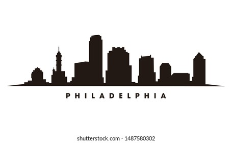 Philadelphia skyline and landmarks silhouette vector