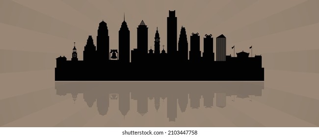 Philadelphia Skyline, monochrome Silhouette. Vektorgrafik. Stadtbild der USA und Wahrzeichen-Design