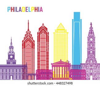 Philadelphia skyline pop in editable vector file