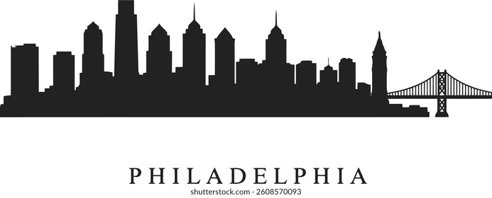 Philadelphia skyline silhouette vector illustration.