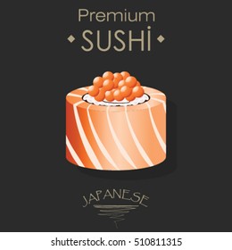 Philadelphia sushi flat food and japanese seafood. Roll with salmon. Asia restaurant delicious