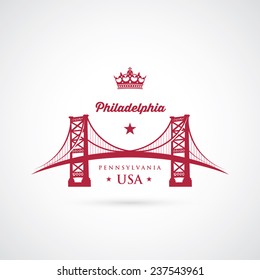 Philadelphia Symbol - Benjamin Franklin Bridge - Vector Illustration