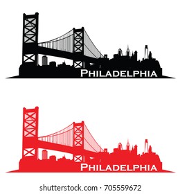 Skyline-Logo-Stadt Philadelphia USA Silhouette, Vektorgrafik