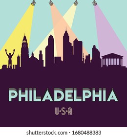 Philadelphia USA skyline silhouette flat design vector illustration