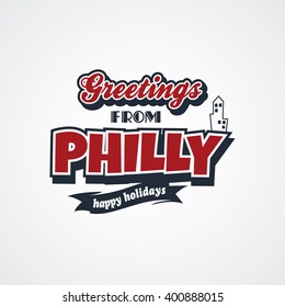 philadelphia vacation greetings theme vector art illustration