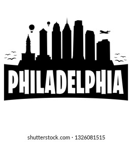 Philadephia Pennsylvania. City Skyline. Silhouette Banner City. Design Vector. Famous Monuments.