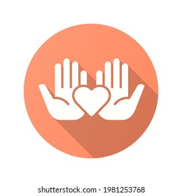 Philanthropist icon. Simple illustration with long shadow isolated for graphic and web design.