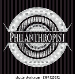 Philanthropist silver emblem or badge. Vector Illustration. Mosaic.