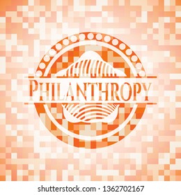 Philanthropy abstract orange mosaic emblem
