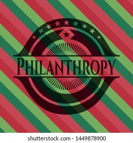 Philanthropy christmas colors emblem. Vector Illustration. Detailed.