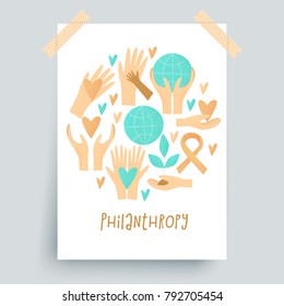 Philanthropy design, vector donation concept, charity illustration.