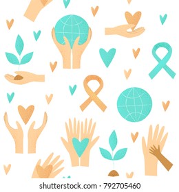 Philanthropy design, vector donation concept, charity seamless pattern