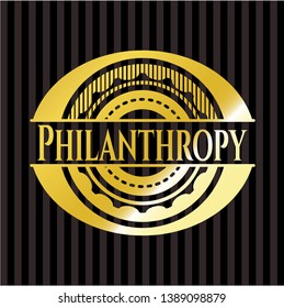 Philanthropy gold shiny badge. Vector Illustration. Detailed.
