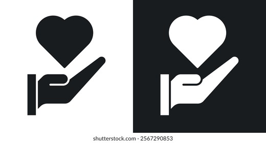 Philanthropy icons in solid black and white colors