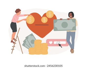 Philanthropy isolated concept vector illustration. Private initiative, generosity, donation fund, monetary gift, financial support, solving public problem, social philanthropy vector concept.