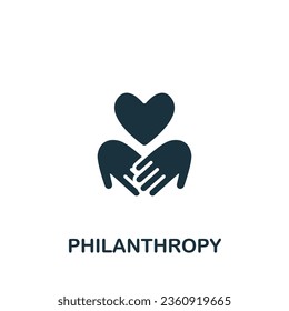 Philantropy icon. Monochrome simple sign from charity and non-profit collection. Philantropy icon for logo, templates, web design and infographics.