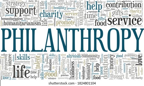 Philantropy vector illustration word cloud isolated on a white background. 