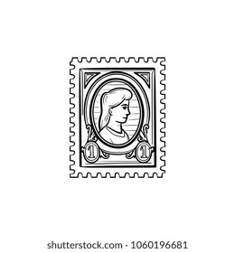 Philately Hand Drawn Outline Doodle Icon. Postage Stamp Vector Sketch Illustration For Print, Web, Mobile And Infographics Isolated On White Background.