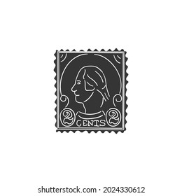 Philately Stamp Icon Silhouette Illustration. Postmark Letter Vector Graphic Pictogram Symbol Clip Art. Doodle Sketch Black Sign.