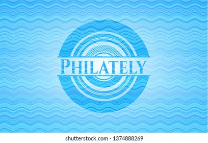 Philately water representation badge background.
