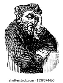 Philibert Delorme 1500 to 1577 he was a French architect writer and one of the great masters of the French Renaissance vintage line drawing or engraving illustration