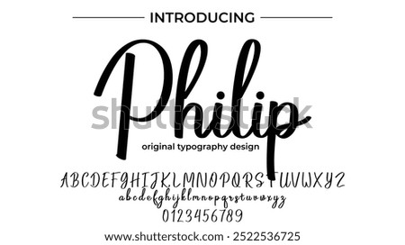 Philip Font Stylish brush painted an uppercase vector letters, alphabet, typeface